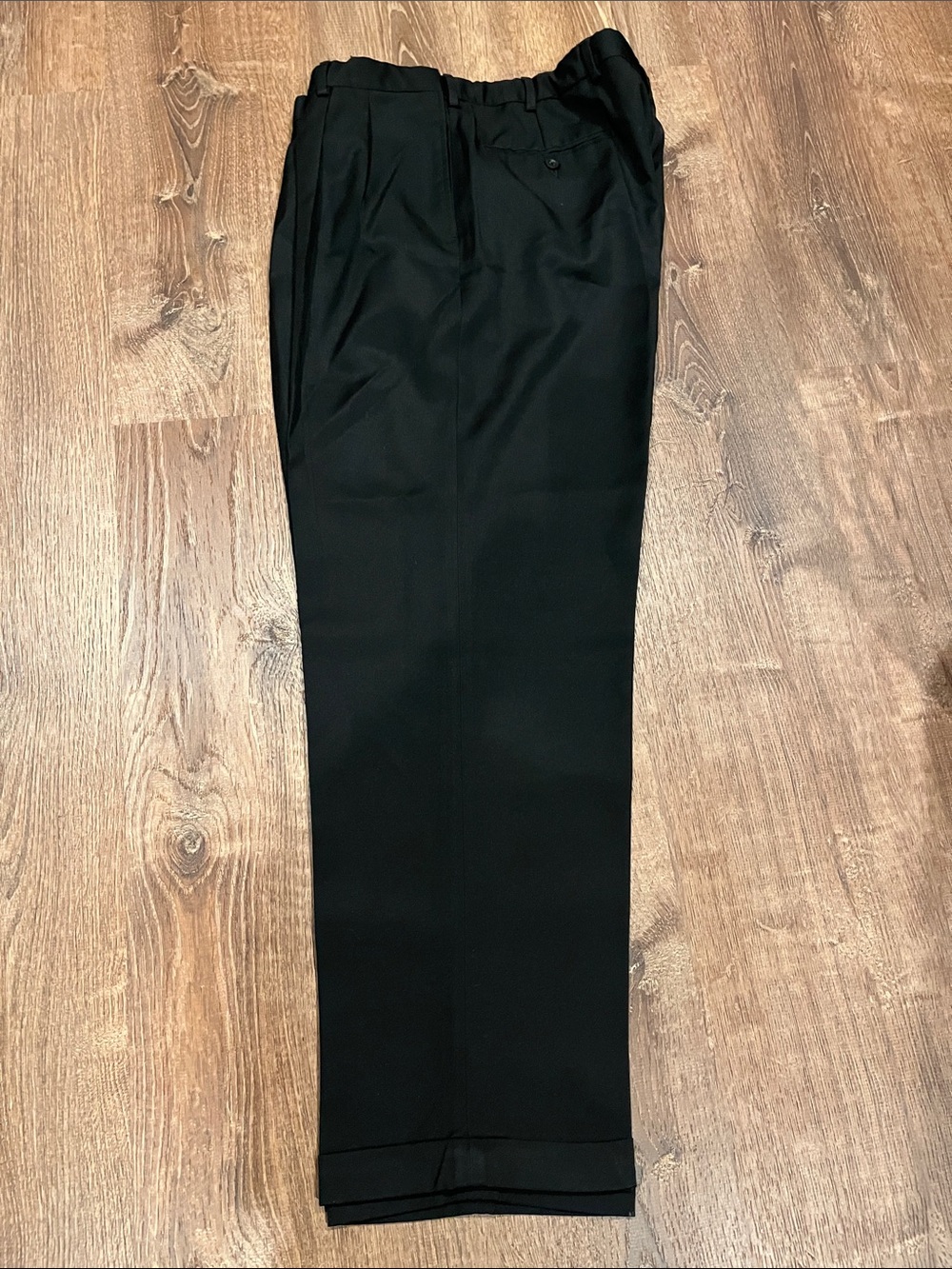 MEN 40 X 30-TROUSER PANTS PLEATED/CUFFS/black 1052